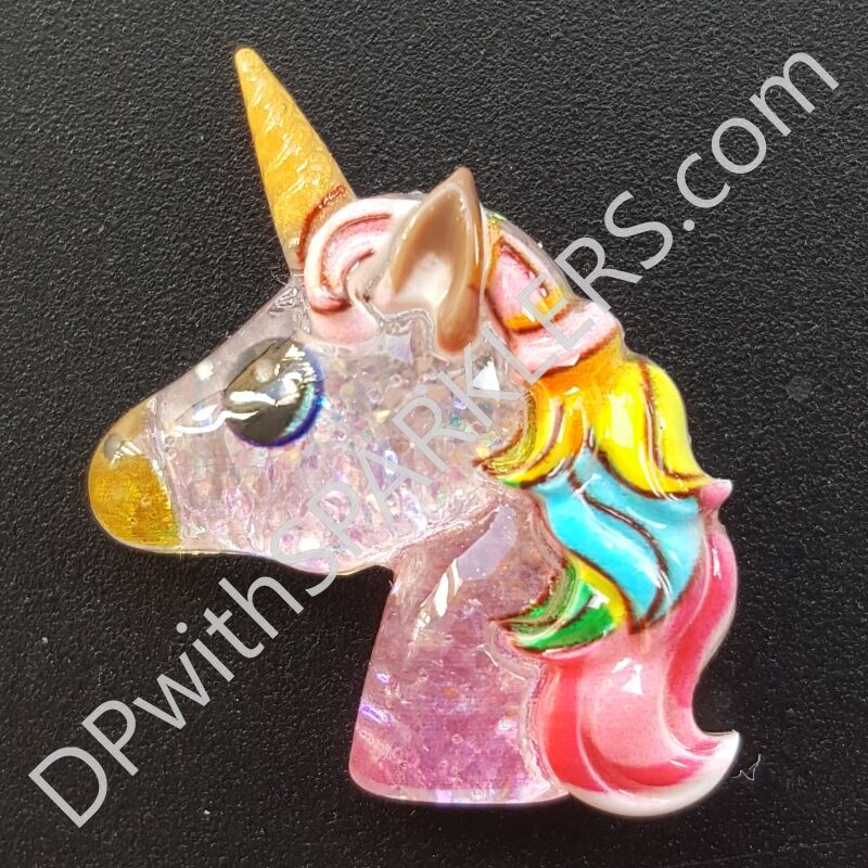 Hot Spotter SMALL Sparkle Unicorn Rainbow hair 18mm x 26mm